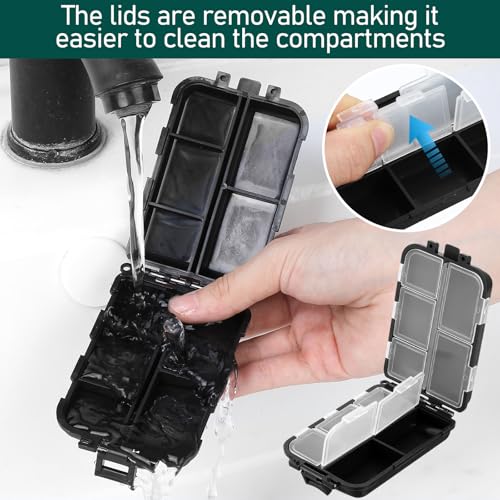 4pcs Pocket Tackle Box, Mini Hard Plastic Tackle Boxes, Small Fishing Tackles Box for Fishing Storage Containers, Kayak Fly Boxes Black