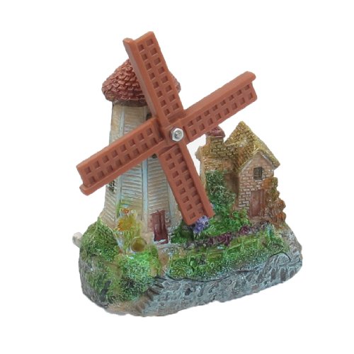 Aquarium Landscape Decorative Chimney House Windmill Miniature w Air Tube Fish Tank Decoration