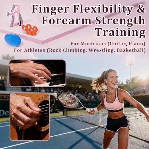 CYFIE Grip Strength Trainer Kit Adjustable 10-132Lbs Hand Exerciser Counter - color: Pink
