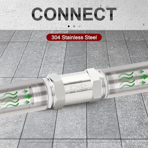 1PCS 304 Stainless Steel 1/2" NPT Male Check Valve,Backflow Prevention,One Way Non-Return Check Valves