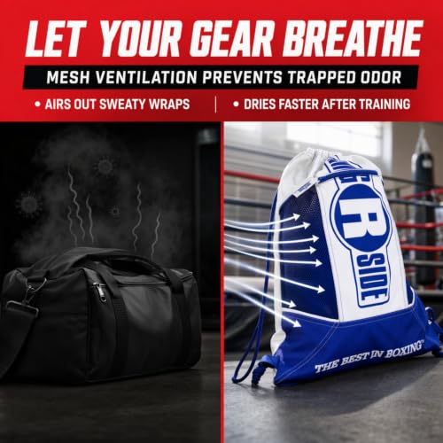 Ringside Boxing Glove Cinch Sack - Lightweight Gym Bag, Blue/White - color: Blue/White