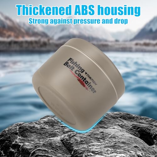 THKFISH Fishing Bait Container, Stainless Steel Insulated Live Bait Storage, Worm Bait Holder, Bait Storage Box, Nightcrawler Box, Bait Bucket to Keeps Bait Fresh and Alive - color: 2PCS-0.6L+0.4L-Khaki
