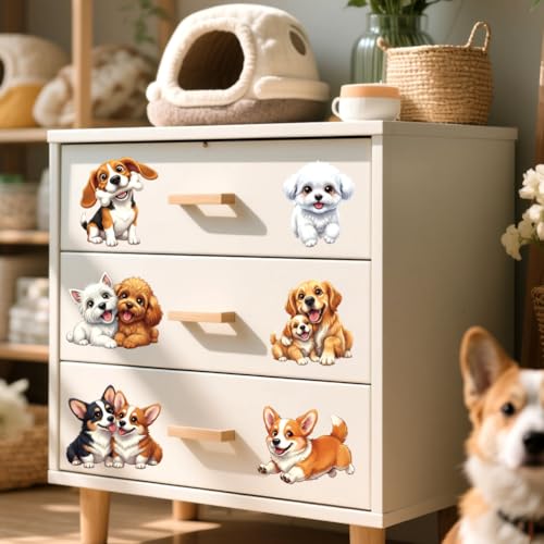 Peacoblue 18 Sheets Rub on Transfers for Crafts, Cute Dog 3.6"x3.9" UV DTF Cup Wraps Waterproof Rub on Cold Transfers Stickers for Wood Glass Metal Cup Tumblers Mirrors Mugs Home Decor - style: Cute Dog