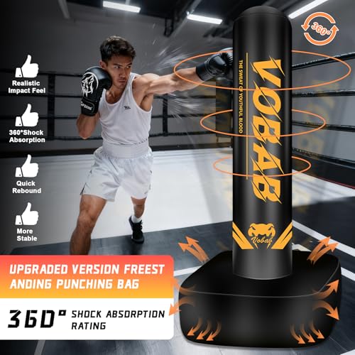 Freestanding Punching Bag, 70'' Boxing Bag with Stand for Adults Teens - style: Yellow Alphabet Pattern