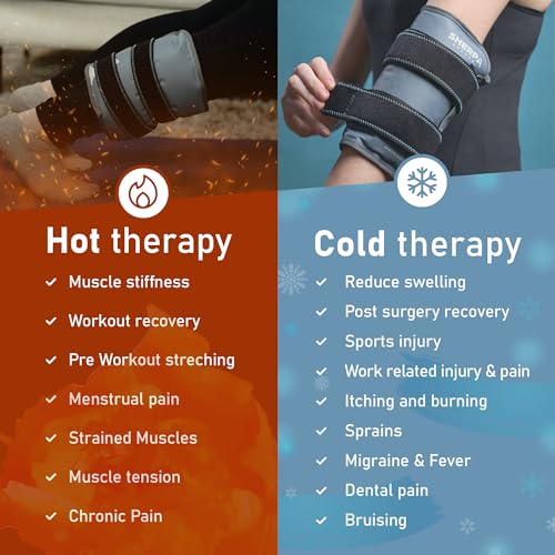 Medium Gel Ice Pack Wrap with Straps, Stretchable 8" x 23" | Hot and cold gel ice pack for pain relief, tennis elbow, ankle, foot & hand, iwith straps hold pack securely in place, grey - size: Medium, style: Grey