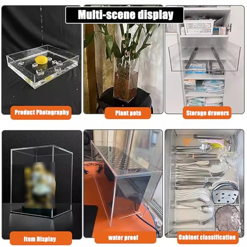 Storage Box Tray Drawer Box, 0.2In Thickness Acrylic Display Box, Creative Transparent Shallow Water Tank Photography Tray, Multifunctional Storage Display Cabinet(7.9x11.8x1.2in)