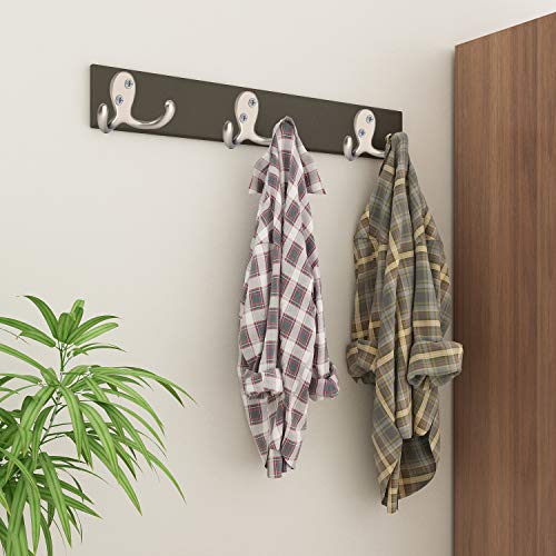 IBosins 8 Pack Silvery Double Prong Coat Hooks Wall Mounted with 16 Screws - color: 8 Pcs Silvery