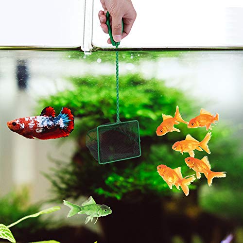 Mogoko 2 Pack Aquarium Net Fish Net, Small Net, Multi-Size Fine Mesh Aquarium Net with Long Plastic Handle for Fish Tank - color: 1. Green, size: 6 Inch