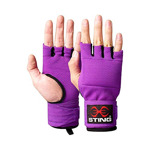 Elastic Quick Wraps by STING | Semi-Elastic Compression Fabric, Padded Knuckle Section, Expandable Finger Panels - color: Purple, size: Medium