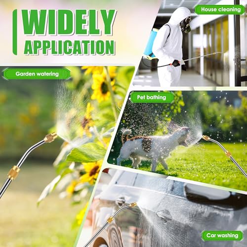 Enhon 24" All Metal Replacement Sprayer Wand, Built in Shut Valve Stainless Steel Spray Wand, Retractable Stainless Steel Pump Action Pressure Sprayer with Adjustable Nozzle & Hose