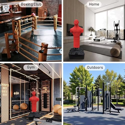Heavy Duty Punching Bag Stand, Free Standing Boxing Dummy for Home Gym - color: Red