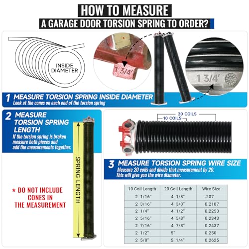 Left Hand Wind(Black Cone)1.75" Garage Door Torsion Spring with Non-Slip Winding Bars & Gloves, Precision Electrophoresis Black Coated, for Replacement, MIN 16,000 Cycles (0.243x1.75''x33'') - size: 0.243X1.75"X33"-L