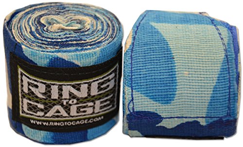 Ring to Cage Handwraps Mexican Style Stretchable- Patterned 180" Long - 23 Color Patterns - color: Blue Camo
