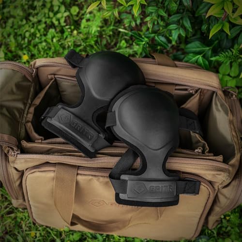 GRITR Tactical Knee Pads - Heavy Duty Professional Knee Protectors, Black - color: Black
