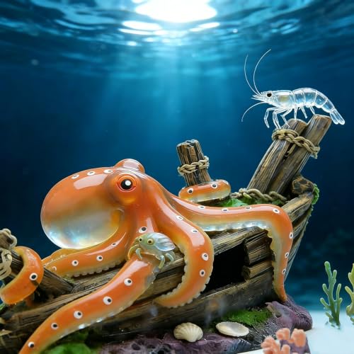 Small Octopus Fish Tank Decoration, Cute Resin Aquarium Ornament, Ideal Gift for Fish Farming Enthusiasts & Aquarists, Safe for Freshwater Saltwater Tank Landscaping