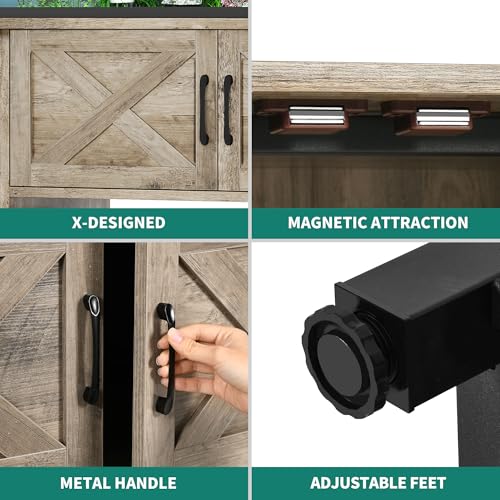 YITAHOME Heavy Duty 40-50 Gallon Aquarium Stand with Power Outlets, Cabinet for Fish Tank Accessories Storage - Metal Fish Tank Stand Suitable for Fish Tank, Turtle Tank, 660LBS Capacity, Wash Grey