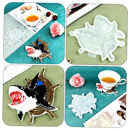 SEWACC Shark Shape DIY Coaster Mold Silicone Cup Mat Making Mold for Custom Resin Crafting and Easy to Use and for Unique Home Decor