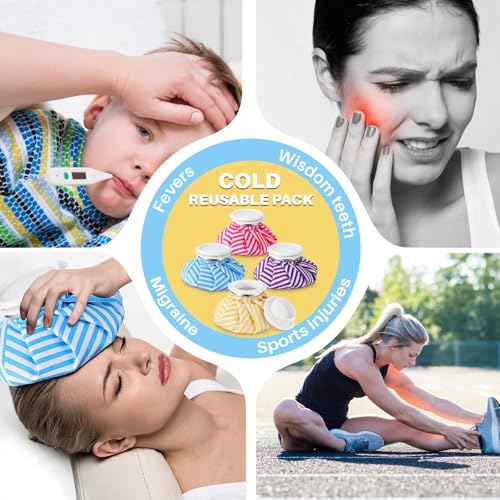 Honoson Reusable Ice Bags Hot Cold Therapy Leakproof,Stripes Style | Screw Cap Leak-proof Seal, For Injuries Swelling Bruises Fever, Soft Breathable Fabric Stays Flexible, Wide Opening Easy Fill - style: Stripes Style