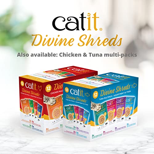 Catit Divine Shreds Premium Cat Food Topper, Tuna with Shrimp & Pumpkin (Pack of 4) - size: 1 Count (Pack of 4)