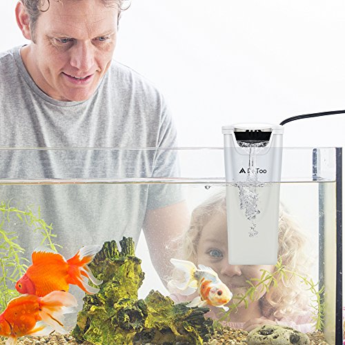 Aquarium Power Filter In-Tank Ultra Silent Small Fish Tank Filter 3W For Aquarium 1 to 10 Gallon Tank, 1 Yr Warranty