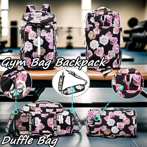 Gym Duffle Bag Backpack,4‑Way Waterproof with Shoe Compartment Travel Laptop - color: Red