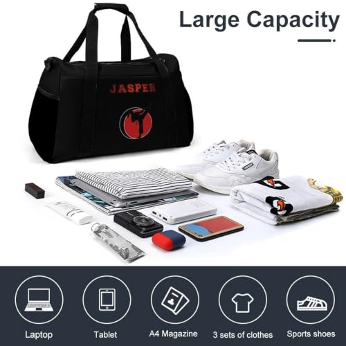 Custom Name Taekwondo Karate Duffle Bag for kids Boy Girls,Personalized Martial Arts Gear Bag,Water-Resistant Sparring Equipment Black - color: Taekwondo Karate-08