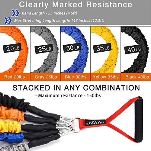 14 PCS Exercise Resistance Bands with Handles Set, Workout Bands for Men