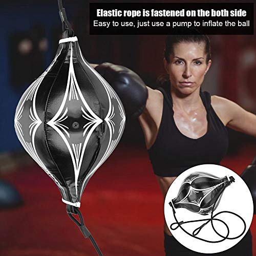 Speed Ball, Boxing Training Leather Punching Ball Double End Pear Shape Hanging Fight Ball (Black)