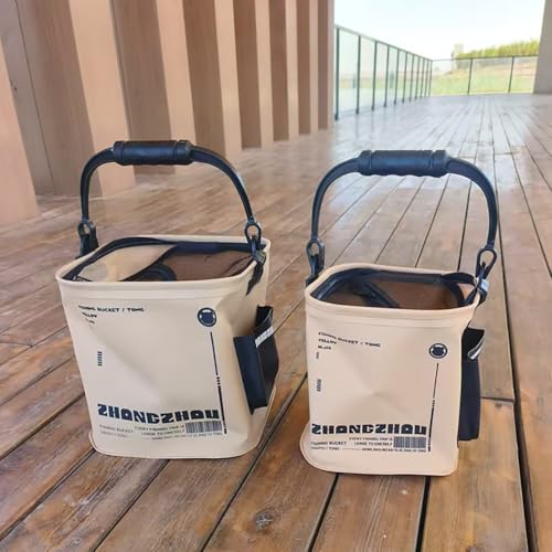 Collapsible Fishing Bucket 2.11 Gallon/8L - Portable Folding Live Bait Bucket with Aerator Pocket, Rope & Net for Live Fish & Shrimp, Kayak, Camping, Hiking (Small) - size: 2.11 Gallon (8L)