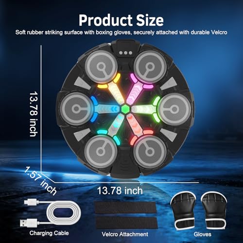 Music Boxing Machine, Wall Mounted Punching Bag with Bluetooth - color: Colorful