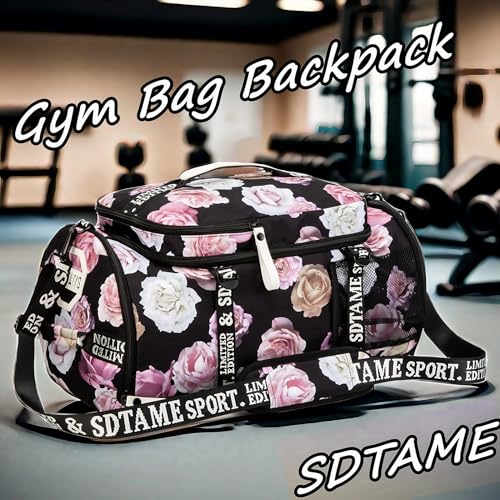 SDTAME Gym Duffel Backpack with Shoe Pocket & Laptop Sleeve - color: Red