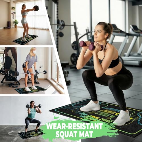 Squat Mat with Foot Position, Non-Slip Workout Mat for Safe Squat - color: Black