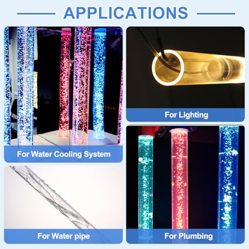uxcell 10 Pcs Clear Plastic Rigid Tubing 11mm ID x 12mm OD, 0.5 Meters Length Round Polycarbonate Tubing for Aquarium Water Pipe, Water Cooling System, Plumbing - size: 11mm x 12mm