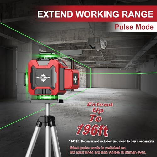 Laser Level with Tripod, Self Leveling Laser Level 4x360°, Green Line Laser 4D Laser Leveler Tool with 2Pcs Lithium Batteries for Picture Hanging, Tile, Home Renovation(SizeX)