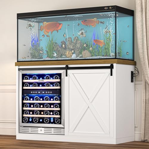 Coffee Bar Cabinet with Fridge Space, Wine Cabinet with Rack, Power Outlet for Dining Room Living Room, White
