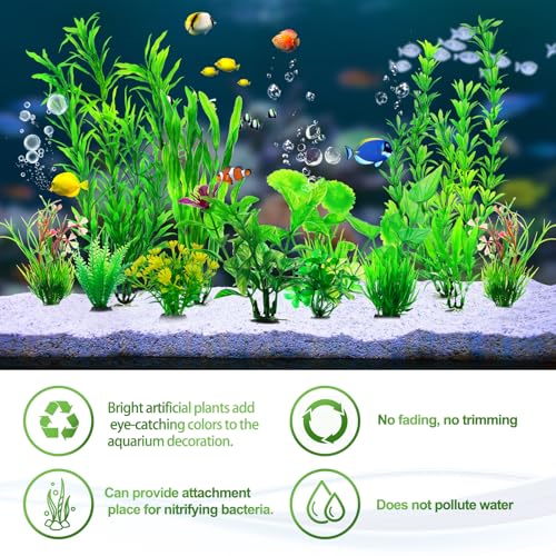 12pcs Fish Tank Accessories Aquarium Decorations Green Plants, Green Fish Tanks Decoration Plants, Fish Tank Decor, Aquarium Decor Plastic Plants