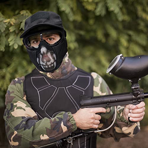 Airsoft Mask with Goggles, Foldable Half Face Airsoft Mesh Mask with Ear Protection for Paintball Shooting Cosplay CS Game - color: BB-3PCS, size: 3pcs