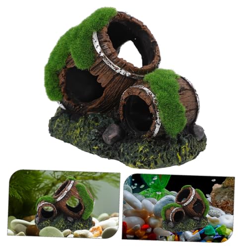 BESPORTBLE Resin Barrel Fish Tank Ornament Unique Aquarium Decor Cozy Hideout for Betta and Small Fish Low Maintenance Decorative Landscaping for Freshwater Aquariums