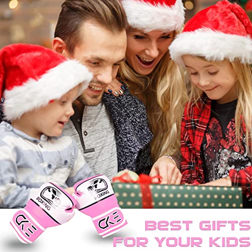 CKE Boxing Gloves for Kids Ages 5-12, Beginner Punch Bag Training Gloves | Youth boxing gloves and kids boxing gloves for boys and girls, ideal for beginner practice, punching drills and training - color: PINK