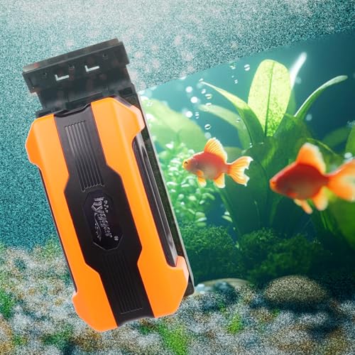 hygger Aquarium Magnetic Brush, Fish Tank Glass Algae Scrubber with Detachable Stainless Steel and Plastic Scraper, Magnetic Fish Tank Cleaner for Glass/Acrylic Fish Tank - size: L for tank thickness ≥ 0.3“
