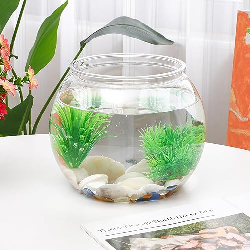 Plastic Fish Bowls, Round Plastic Fish Tank 2 Gallon Aquarium Hydroponic Planter Floral Container for Prizes, Party, Table Centerpiece Home Decor