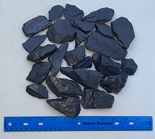 Awesome Aquatic Natural Black/Gray Slate 1-3 inch Rocks Stone for Aquascaping Aquariums, Landscaping Model, Terrarium & Vivarium Enclosures, Miniature & Fairy Garden, Models (2 lb 1-3 inch) - size: 2 lb 1-3 inch