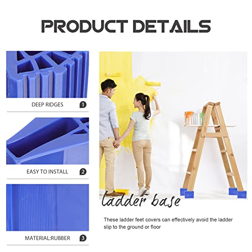 Homoyoyo 2pcs Non- Ladder Feet Pads Rubber Covers for Enhanced Stability and Safety Skid Mats for Ladders and Telescopic Stairs - color: Blue