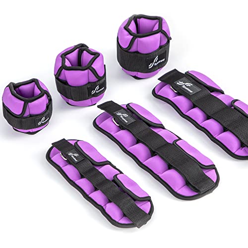 Sportneer Adjustable Ankle Weights with Removable Weights, Easy to Adjust - color: Purple