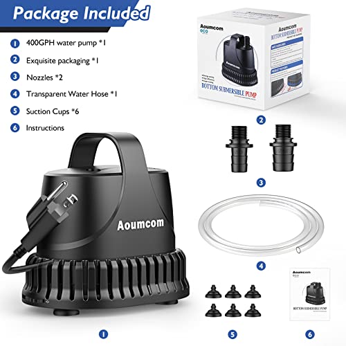 400GPH Submersible Water Pump, 20W Water Fountain Pump, Aquarium Pump, 1500L/H Water Pump with 7ft Power Cord for Garden Fountain, Water Table, Waterfall, Fish Tank, Pond, Hydroponics - size: 20W-400GPH