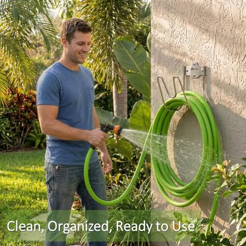 JBscoop Garden Water Hose Holders for Outside wall Mount - Silver SUS304 Garden Hose Hangers, Hose Hanger Hose Hooks for Water Hose, Extension Cords
