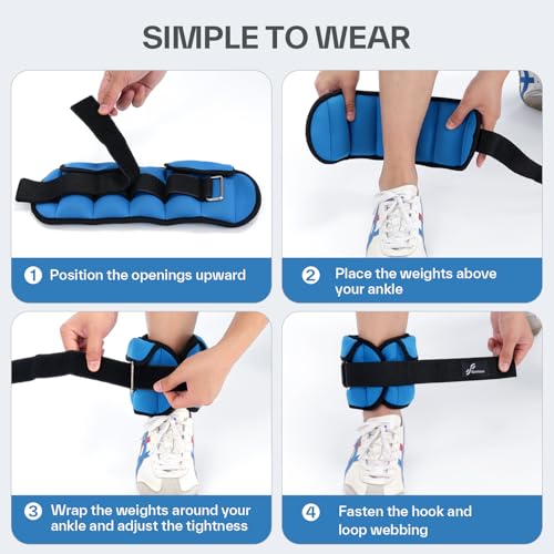Sportneer Adjustable Ankle Weights with Removable Weights, Easy to Adjust - color: Blue