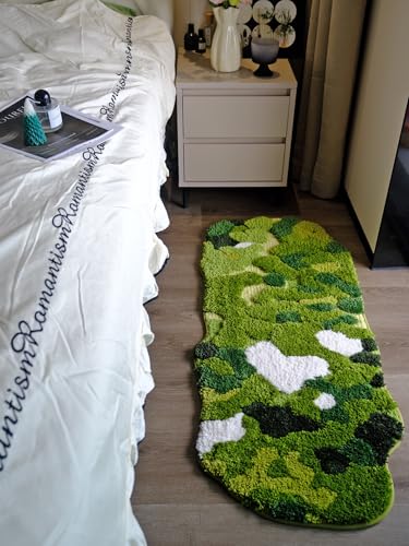 Moss Forest Bathroom Rug, Cute Cozy Green Plant Tufted Mat, Ultra Soft Microfiber, TPR Holder Backing, Absorbent Machine Washable, for Sink Bar, Shower and Bedroom, 19.7" x 31.5", Lawn - color: Lawn