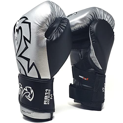 RIVAL Boxing RB11 Evolution Heavy Bag Gloves, with a High-Density, Power-Transmitting Foam and Microfiber Outer - color: Silver, size: X-Large