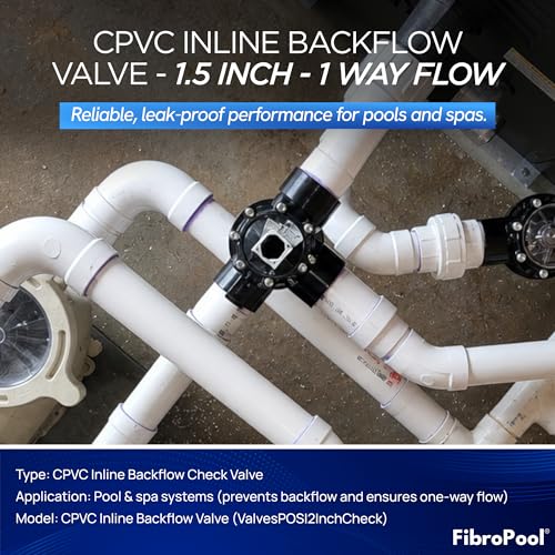 1.5 Inch Pool Check Valve – 5 PSI Spring Loaded, CPVC, Non-Lube PTFE Seats – Inline Backflow Prevention for Pools, Spas, Heaters, Salt & Chemical Systems